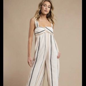Free People Striped Jumpsuit in Cream and Black